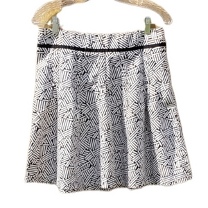 LOFT Ann Taylor Abstract Pattern Cotton Mini Skirt Black White‎ Size 4P